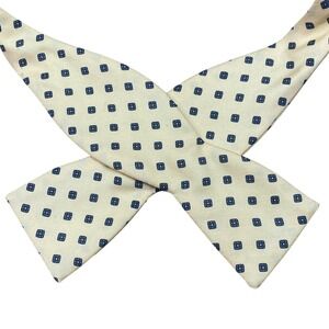 Ferrell Reed Vintage Self Tie Bow Tie Mens Yellow Navy Geometric Medallion